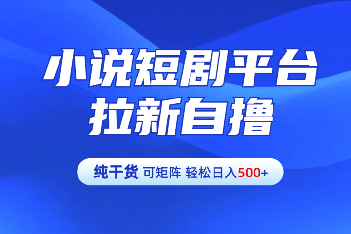 【纯干货】小说短剧平台拉新自撸玩法详解-单人轻松日入500+祝创空间-网创项目资源站-副业项目-创业项目-搞钱项目祝创空间
