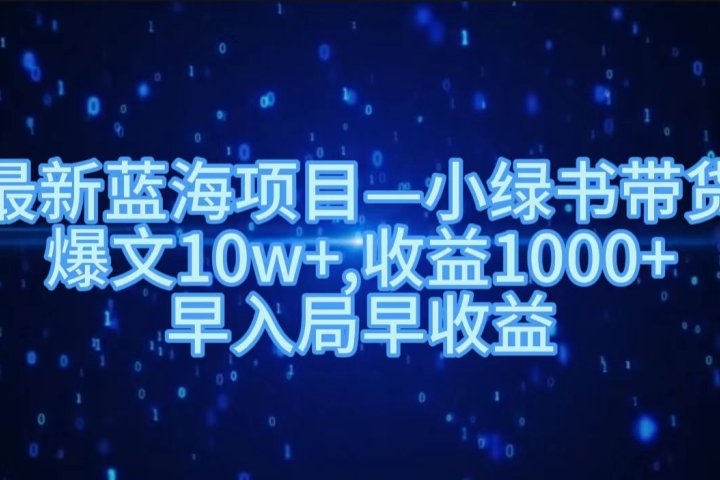 最新蓝海项目小绿书带货，爆文10w＋，收益1000＋，早入局早获益！！祝创空间-网创项目资源站-副业项目-创业项目-搞钱项目祝创空间