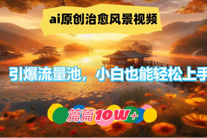 ai原创治愈风景视频,引爆流量池,小白也能轻松上手,篇篇10w+!祝创空间-网创项目资源站-副业项目-创业项目-搞钱项目祝创空间
