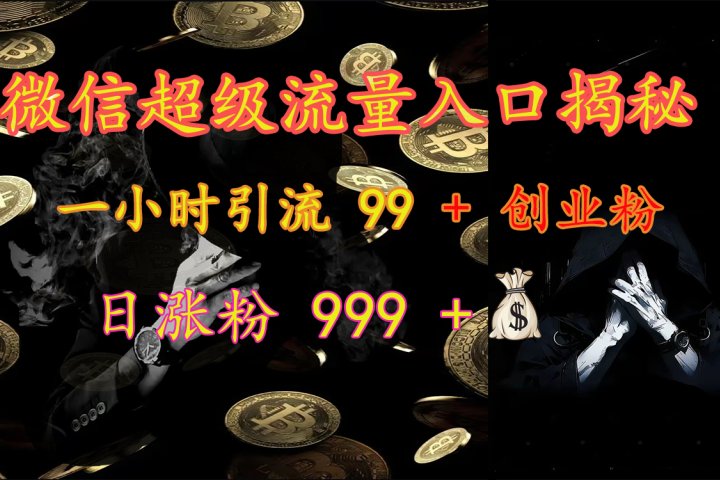 微信超级流量入口揭秘：一小时引流 99 + 创业粉，日涨粉 999 +【揭秘】祝创空间-网创项目资源站-副业项目-创业项目-搞钱项目祝创空间
