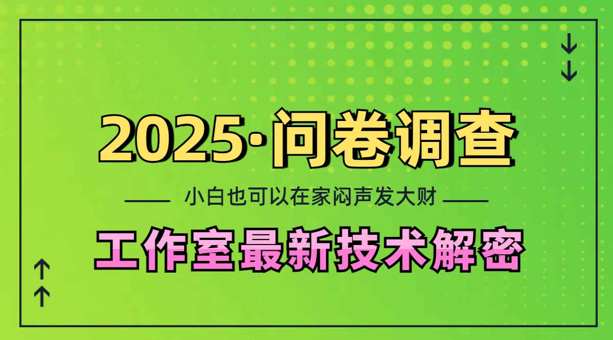 2025《问卷调查》最新工作室技术解密：一个人在家也可以闷声发大财，小白一天200+，可矩阵放大祝创空间-网创项目资源站-副业项目-创业项目-搞钱项目祝创空间