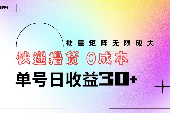 快递撸货  0成本 单号日收益30+ 批量矩阵可无限放大祝创空间-网创项目资源站-副业项目-创业项目-搞钱项目祝创空间