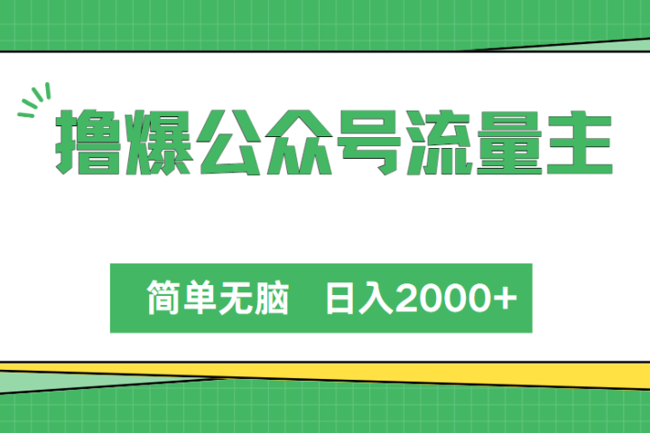 撸爆公众号流量主，简单无脑，单日变现2000+祝创空间-网创项目资源站-副业项目-创业项目-搞钱项目祝创空间