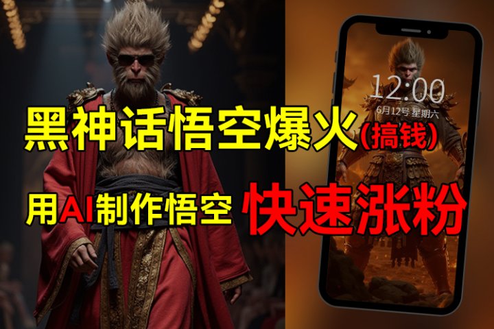 黑神话悟空爆火，已有人利用这波热点变现几十万，普通人也可用AI蹭上这波热点搞钱，有多重变现方法祝创空间-网创项目资源站-副业项目-创业项目-搞钱项目祝创空间