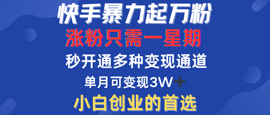 图片[1]祝创空间-网创项目资源站-副业项目-创业项目-搞钱项目快手暴力起万粉，涨粉只需一星期！多种变现模式祝创空间-网创项目资源站-副业项目-创业项目-搞钱项目祝创空间