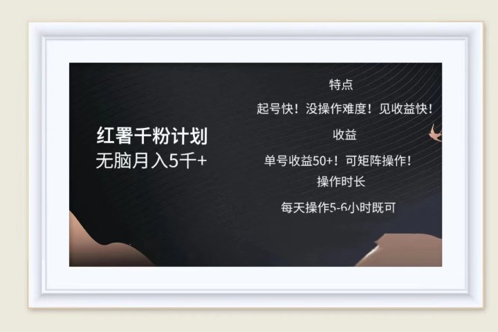 红薯千粉计划无脑月入5千➕！既做既赚！祝创空间-网创项目资源站-副业项目-创业项目-搞钱项目祝创空间