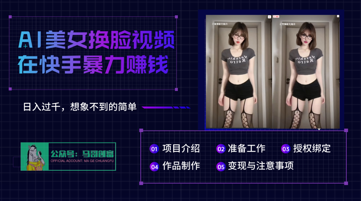 AI批量生成美女换脸视频，结合抖音快手暴利赚钱，通过此方法拉新日入过千祝创空间-网创项目资源站-副业项目-创业项目-搞钱项目祝创空间