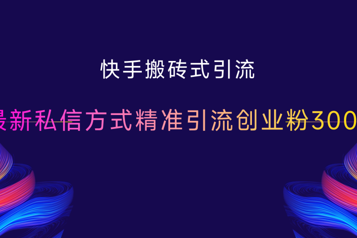 快手搬砖式引流，最新私信方式精准引流创业粉300+祝创空间-网创项目资源站-副业项目-创业项目-搞钱项目祝创空间