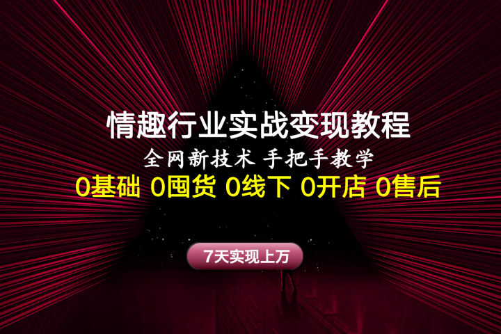 情趣行业实战变现教程，全网新技术，手把手教学，7天实现上万祝创空间-网创项目资源站-副业项目-创业项目-搞钱项目祝创空间