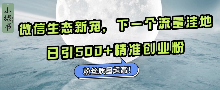微信生态新宠小绿书：下一个流量洼地，粉丝质量超高，日引500+精准创业粉，祝创空间-网创项目资源站-副业项目-创业项目-搞钱项目祝创空间