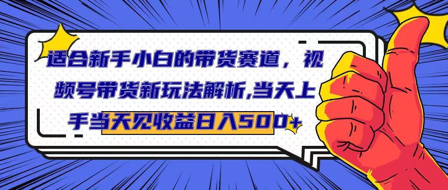 适合新手小白的带货赛道，视频号带货新玩法解析,当天上手当天见收益，日入500+祝创空间-网创项目资源站-副业项目-创业项目-搞钱项目祝创空间