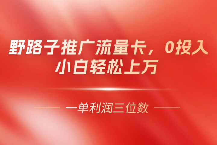 野路子推广流量卡，一单利润上百，0投入，小白月利润上万祝创空间-网创项目资源站-副业项目-创业项目-搞钱项目祝创空间