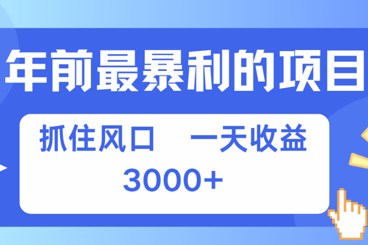 年前最赚钱的项目之一，可以过个肥年祝创空间-网创项目资源站-副业项目-创业项目-搞钱项目祝创空间