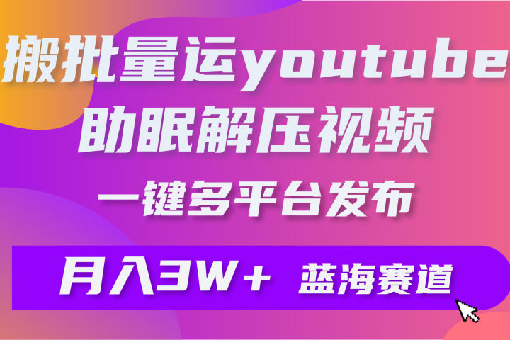一键搬运YouTube解压助眠视频简单操作月入1W+祝创空间-网创项目资源站-副业项目-创业项目-搞钱项目祝创空间