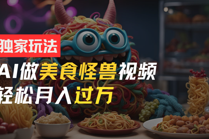 零门槛操作，AI美食怪兽短视频玩法，月入过万新手也能做！祝创空间-网创项目资源站-副业项目-创业项目-搞钱项目祝创空间