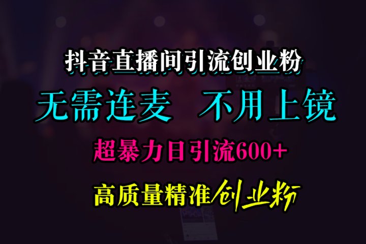 抖音直播间引流创业粉，无需连麦、无需上镜，超暴力日引流600+高质量精准创业粉祝创空间-网创项目资源站-副业项目-创业项目-搞钱项目祝创空间
