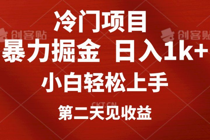 冷门项目，靠一款软件日入1000+暴力掘金小白轻松上手，第二天见收益祝创空间-网创项目资源站-副业项目-创业项目-搞钱项目祝创空间