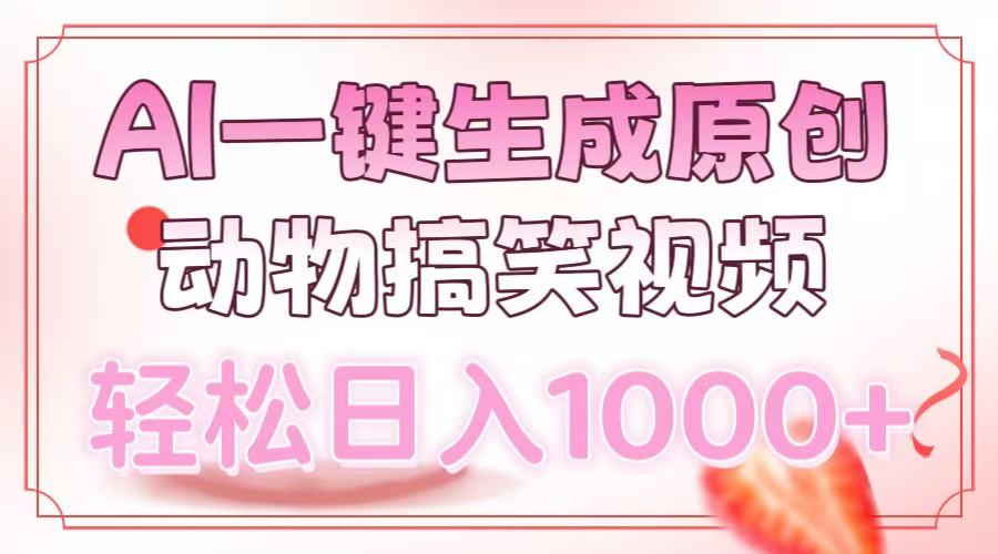 AI一键生成原创动物搞笑视频，轻松日入1000+祝创空间-网创项目资源站-副业项目-创业项目-搞钱项目祝创空间