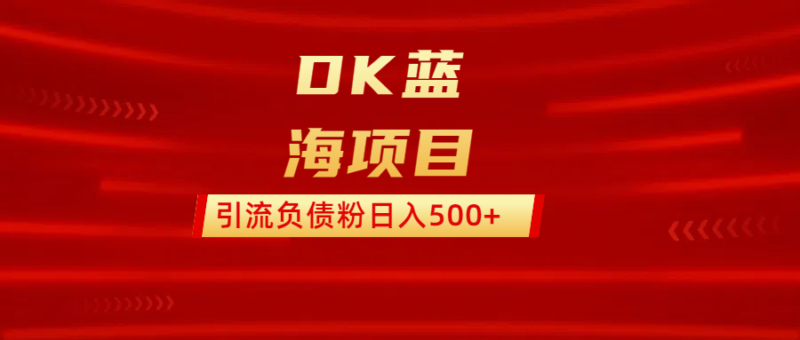 DK蓝海项目  通过，抖音，快手，小红书，引流负债粉日入500+祝创空间-网创项目资源站-副业项目-创业项目-搞钱项目祝创空间