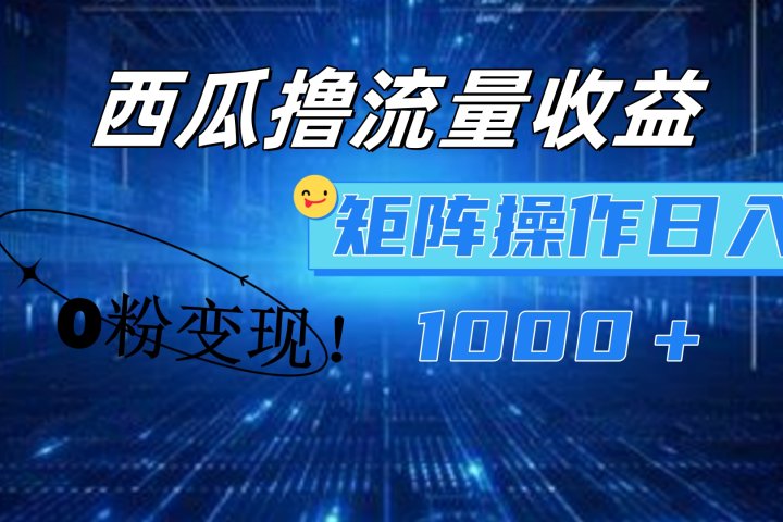 西瓜视频撸流量，简单上手，0粉变现矩阵操作！日入1000＋祝创空间-网创项目资源站-副业项目-创业项目-搞钱项目祝创空间