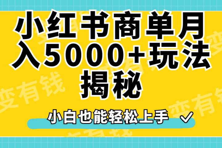 小红书商单原创起号玩法揭秘，小白月入5000+祝创空间-网创项目资源站-副业项目-创业项目-搞钱项目祝创空间