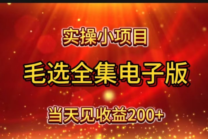 实操小项目，毛选全集电子版，当天见收益200+祝创空间-网创项目资源站-副业项目-创业项目-搞钱项目祝创空间