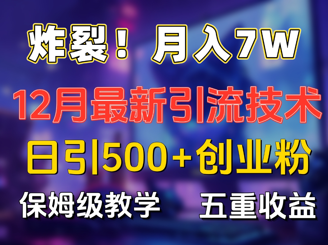 炸裂！月入7W+揭秘12月最新日引流500+精准创业粉，多重收益保姆级教学祝创空间-网创项目资源站-副业项目-创业项目-搞钱项目祝创空间