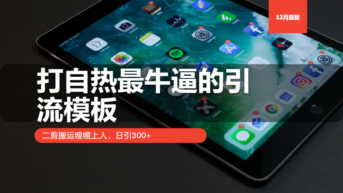 打自热最牛逼的引流模板，日引300+，二剪搬运嗖嗖上人祝创空间-网创项目资源站-副业项目-创业项目-搞钱项目祝创空间