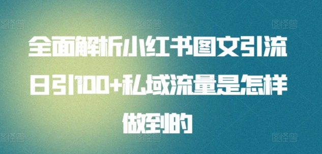 暴力引流 小红书图文引流日引100私域全面拆解【打粉人必看】祝创空间-网创项目资源站-副业项目-创业项目-搞钱项目祝创空间