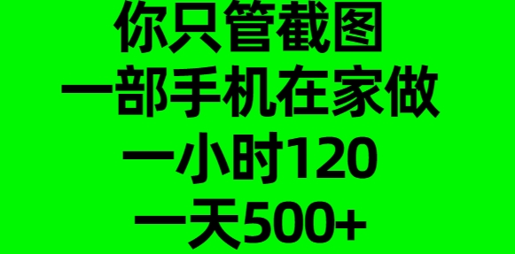你只管截图，一部手机在家做，一小时120，一天500+祝创空间-网创项目资源站-副业项目-创业项目-搞钱项目祝创空间