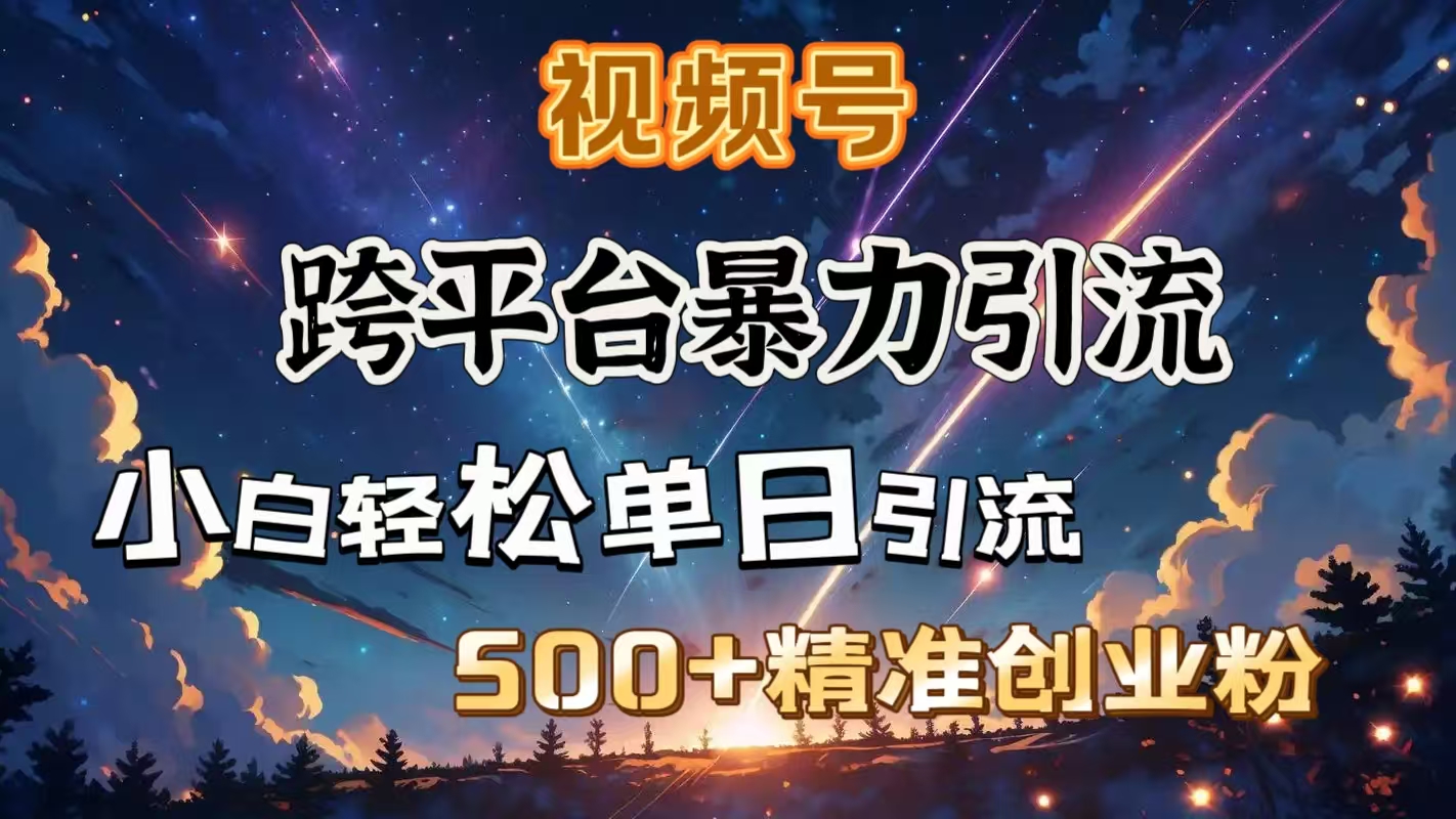 视频号跨平台暴力引流，小白轻松单日引流500＋精准创业粉祝创空间-网创项目资源站-副业项目-创业项目-搞钱项目祝创空间