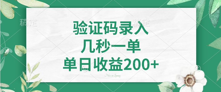 验证码录入，看图识字，几秒一单，单日收益200+祝创空间-网创项目资源站-副业项目-创业项目-搞钱项目祝创空间