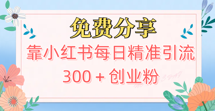 2025最新引流！靠小红书每日精准引流300＋创业粉祝创空间-网创项目资源站-副业项目-创业项目-搞钱项目祝创空间