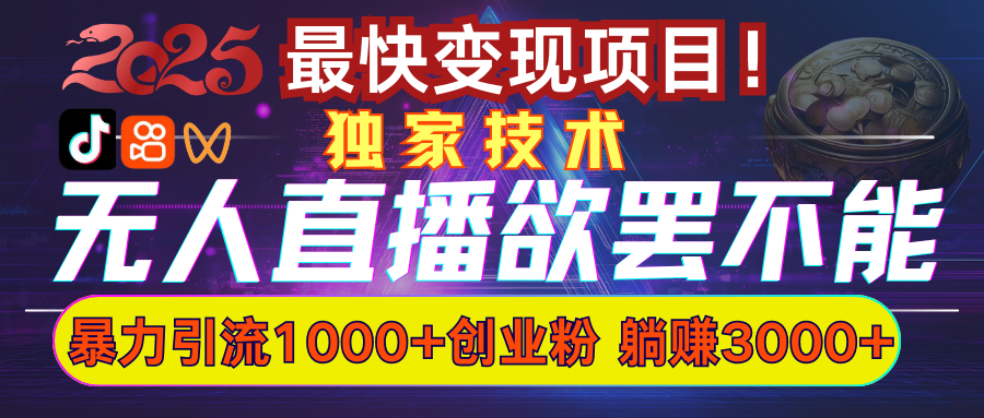 欲罢不能的无人直播引流，超暴力日引流1000+高质量精准创业粉祝创空间-网创项目资源站-副业项目-创业项目-搞钱项目祝创空间