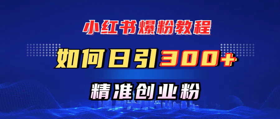小红书爆粉教程，如何日引300+创业粉，快速实现精准变现！祝创空间-网创项目资源站-副业项目-创业项目-搞钱项目祝创空间