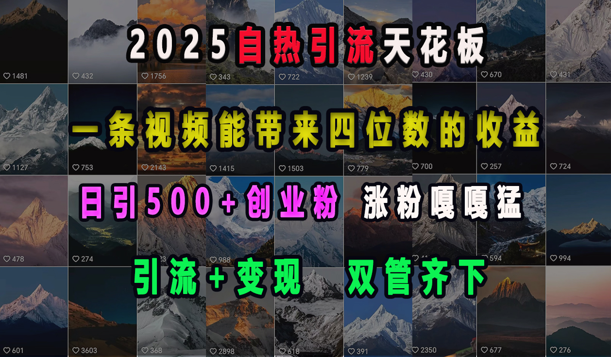 2025自热引流天花板，一条视频能带来四位数的收益，引流+变现双管齐下，日引500+创业粉，涨粉嘎嘎猛祝创空间-网创项目资源站-副业项目-创业项目-搞钱项目祝创空间