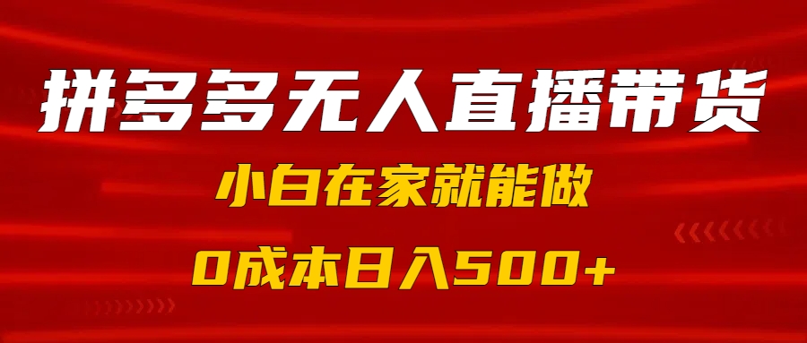 拼多多无人直播带货，小白在家就能做，0成本日入500+祝创空间-网创项目资源站-副业项目-创业项目-搞钱项目祝创空间