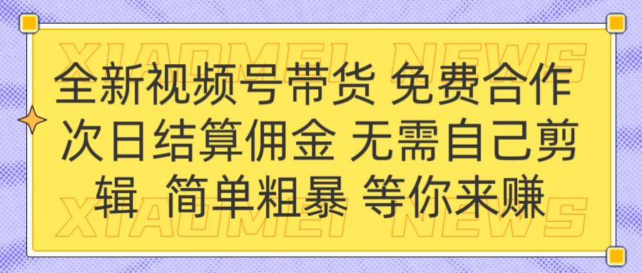 全新视频号 免费合作 佣金次日结算 无需自己剪辑祝创空间-网创项目资源站-副业项目-创业项目-搞钱项目祝创空间