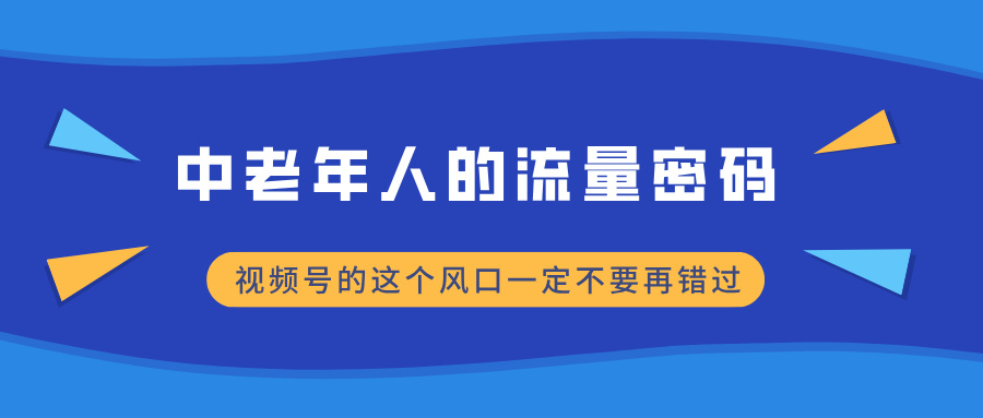 中老年人的流量密码，视频号的这个风口一定不要再错过，小白轻松月入过万祝创空间-网创项目资源站-副业项目-创业项目-搞钱项目祝创空间