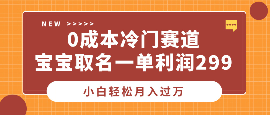 0成本冷门赛道，宝宝取名一单利润299，小白轻松月入过万祝创空间-网创项目资源站-副业项目-创业项目-搞钱项目祝创空间