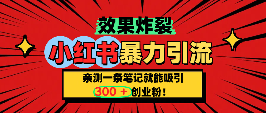小红书炸裂玩法，亲测一条笔记就能吸引300+精准创业粉！祝创空间-网创项目资源站-副业项目-创业项目-搞钱项目祝创空间
