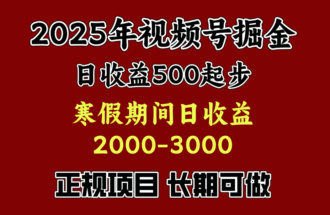 最新视频号项目，单账号日收益500起步，寒假期间日收益2000-3000左右，祝创空间-网创项目资源站-副业项目-创业项目-搞钱项目祝创空间