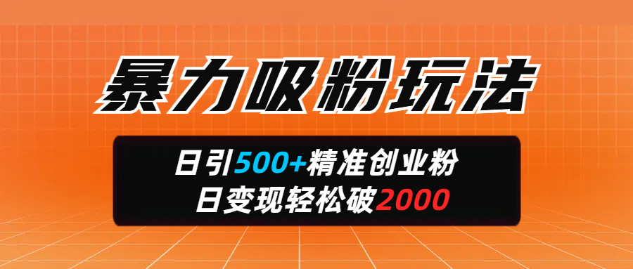 暴力吸粉玩法，日引500+精准创业粉，日变现轻松破2000祝创空间-网创项目资源站-副业项目-创业项目-搞钱项目祝创空间
