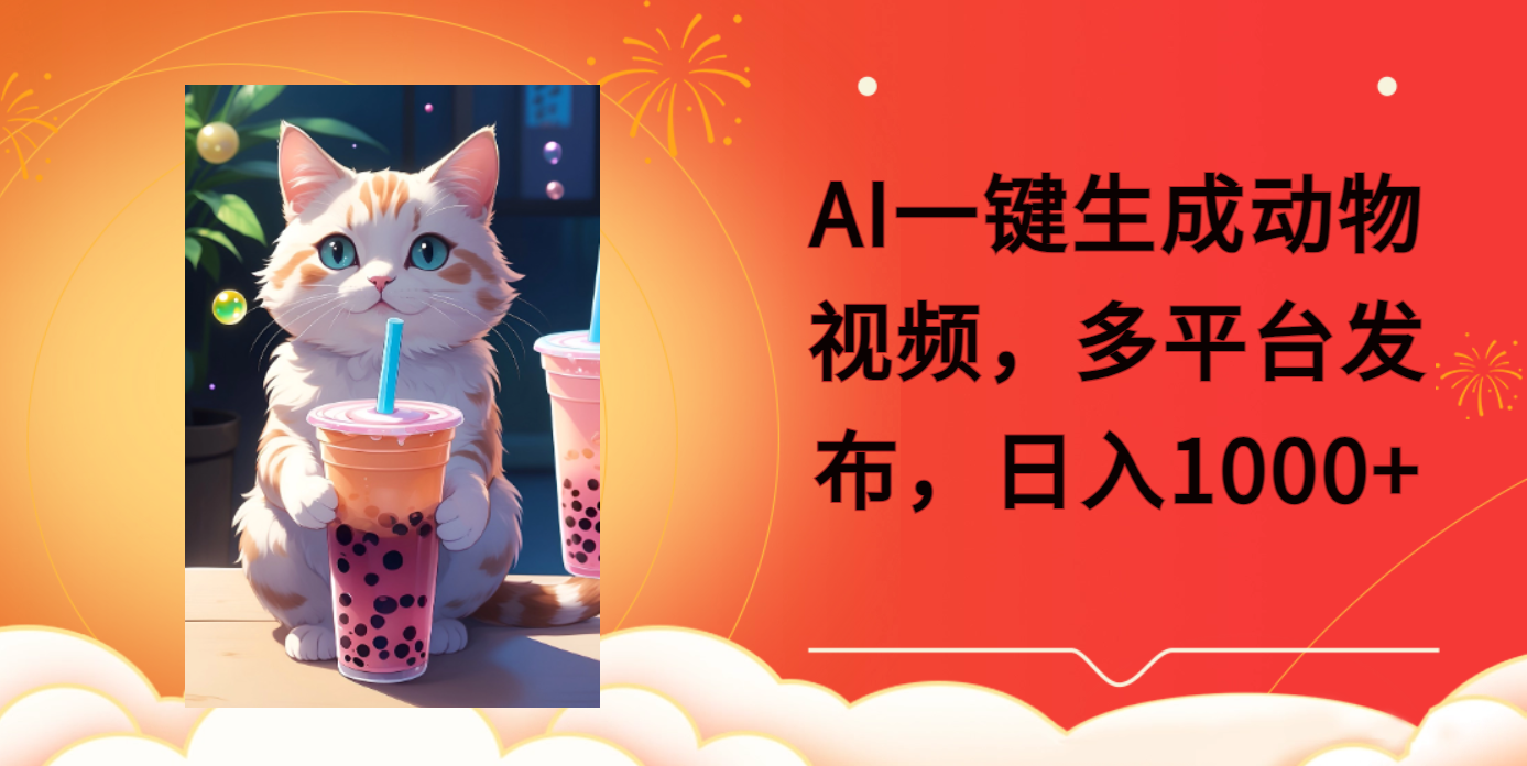 AI一键生成动物搞笑视频，多平台发布，轻松破千万播放，日入2000+祝创空间-网创项目资源站-副业项目-创业项目-搞钱项目祝创空间