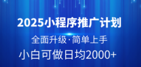 2025小程序推广计划，全面升级，简单上手，日均2000+祝创空间-网创项目资源站-副业项目-创业项目-搞钱项目祝创空间