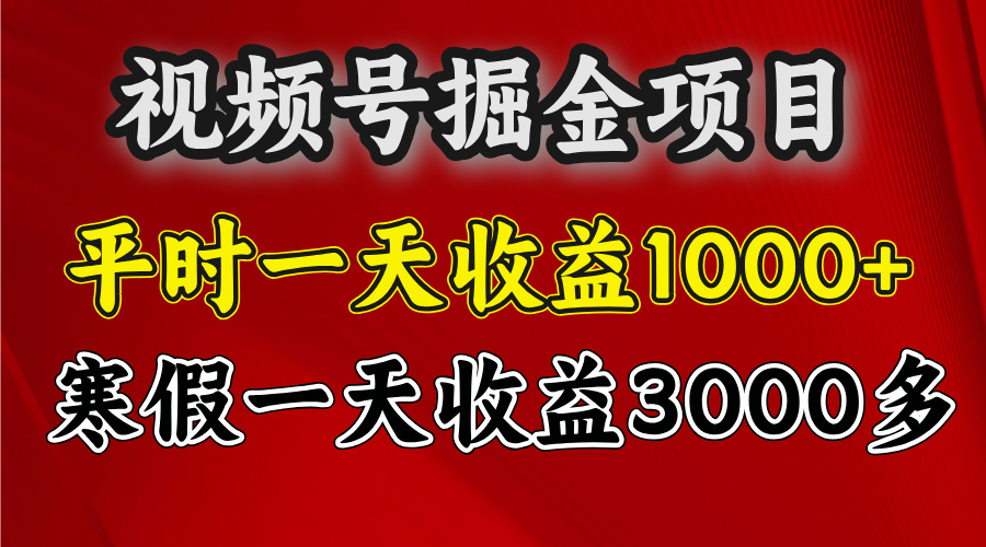 视频号掘金项目，寒假一天收益3000多祝创空间-网创项目资源站-副业项目-创业项目-搞钱项目祝创空间