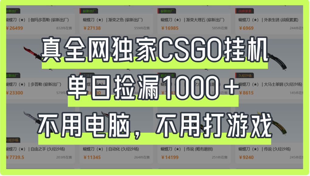 真全网独家CSGO挂机，单日捡漏1000+祝创空间-网创项目资源站-副业项目-创业项目-搞钱项目祝创空间