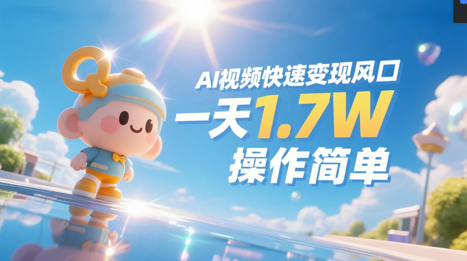 《Ai视频变现风口，一天1.7W，收入无上限，操作简单》祝创空间-网创项目资源站-副业项目-创业项目-搞钱项目祝创空间