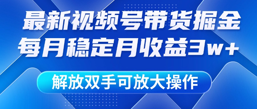 最新视频号带货掘金项目，每月稳定月收益3w+，解放双手，可放大操作祝创空间-网创项目资源站-副业项目-创业项目-搞钱项目祝创空间