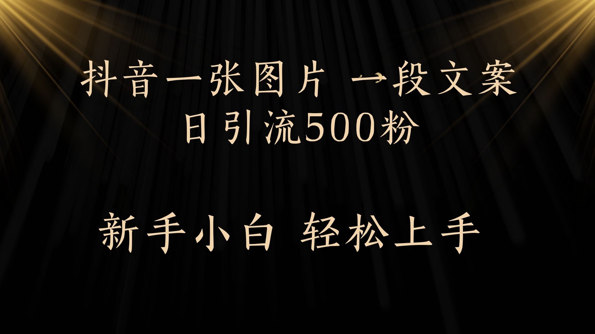 每天2分钟，抖音一张图片 一段文案日引流500粉祝创空间-网创项目资源站-副业项目-创业项目-搞钱项目祝创空间